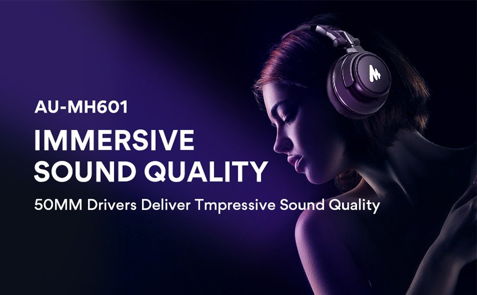 MAONO AU-MH601 50MM Drivers Over Ear Stereo Monitor Closed Back Studio Headphone Sound Quality