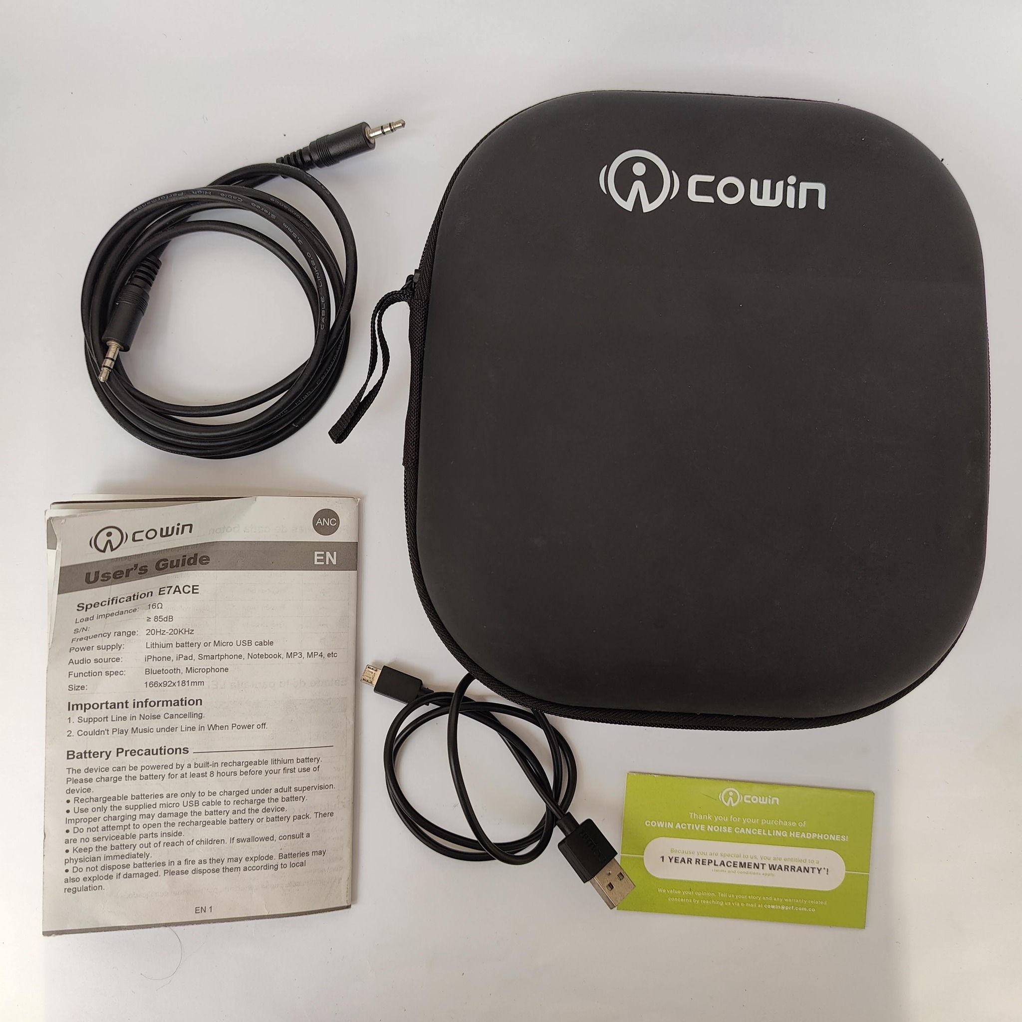 Cowin E7 ACE active noise-cancelling over-ear Bluetooth headphones box